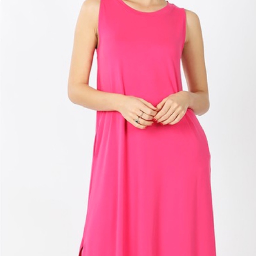 Hot pink high low dress